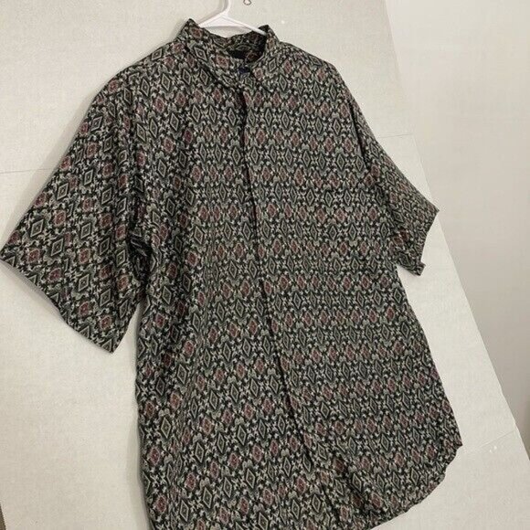 Colore Italia Silk Shirt, Short Sleeves, Hidden Buttons, Oversized Medium - Picture 5 of 10